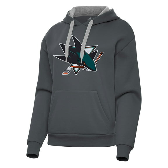 Women's Antigua Charcoal San Jose Sharks Victory Pullover Hoodie