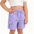 thumbnail image 5 of Aezemi Girls School Cargo Shorts, Bermuda Elastic Waist Straight Leg Hiking Outer Shorts, Lightweight Workout Summer Bottoms for Kids 5-6 Years, 5 of 8
