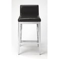 thumbnail image 3 of Beaumont Lane Tabouret en Similicuir en Acier Inoxydable en Argent, 3 of 5