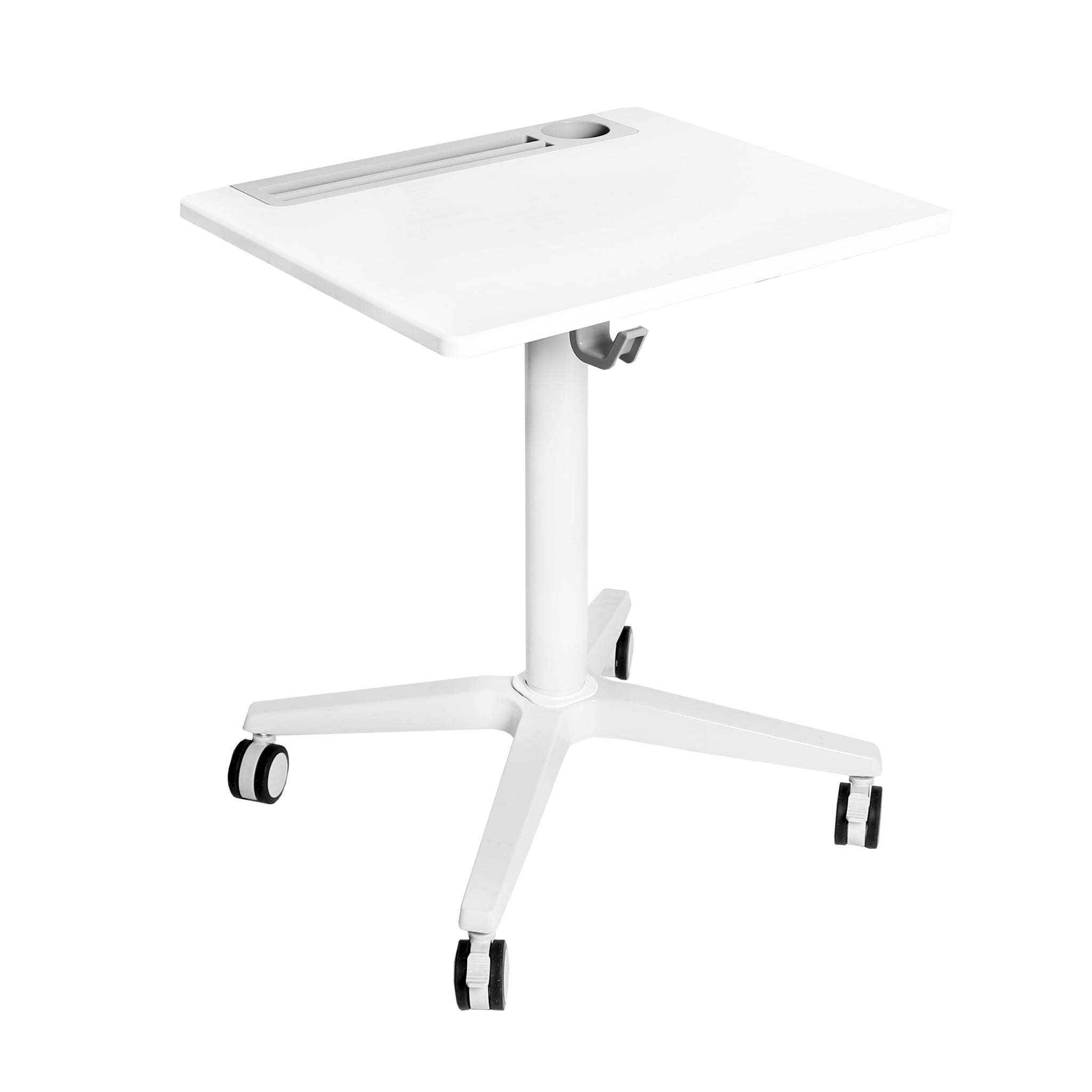 AIRLIFT® XL SitStand Mobile Desk with Cup Holder, White