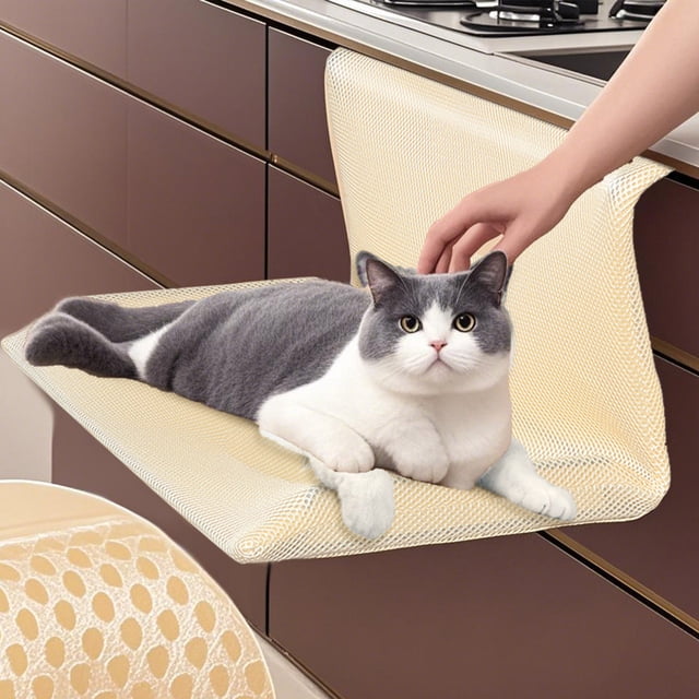 Fournitures pour Animaux Lit Suspendu pour Chat avec Maille pour Usage Intérieur Extérieur - Conception de Clôture de Chevet Détachable Lit Léger pour Repos Confortable