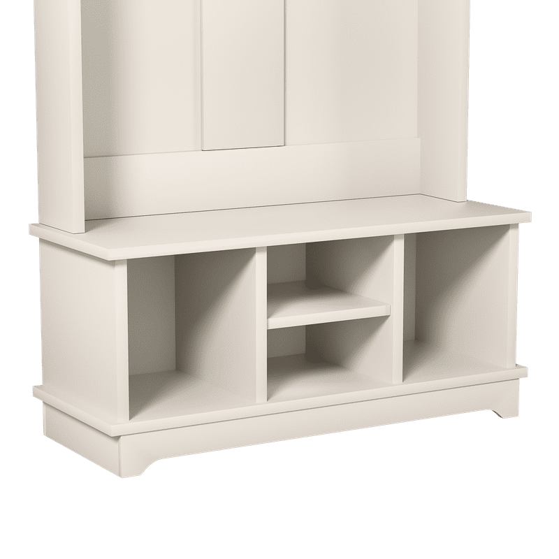 3-in-1 Hall Tree with Shoe Storage Bench, 5 Hooks,Heavy-Duty Standing Organizer for Mudroom, Bedroom, Living Room,White