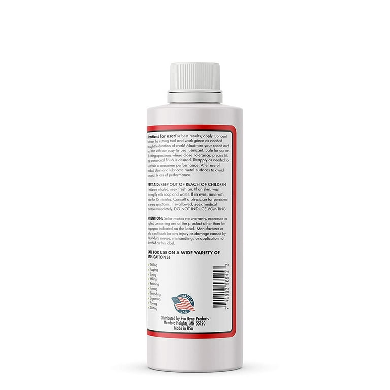 Cutting Oil, Cutting Fluid 8-OZ, Made in The USA, Cutting Oil for Drilling,  Tapping, Milling, Professional Grade Fluid Oil - Machine Cutting Fluid,  Safe on Metal & Glass by Evo Dyne 1-Pack 