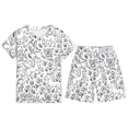 thumbnail image 3 of KDFJPTH Outfit Sets for Toddler Graduation Boys Doodle Print Short Sleeve Shorts Pajama Comfortable Sleepwear Two Piece Kids Clothing Sets, 3 of 3
