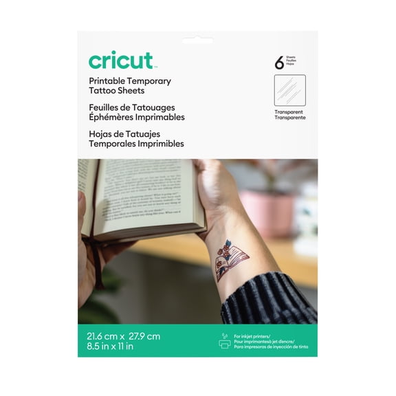 Cricut® Printable Temporary Tattoo Sheets, 8.5 x 11 (6 Count), Transparent