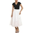 thumbnail image 2 of INSPIRE CHIC Women's V Neck Lace Trim Short Sleeve Elegant Bodysuits S Black, 2 of 5