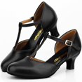 thumbnail image 2 of Tacones De Baile De Salón De Salsa Latina Con Correa En T Para Mujer Zapatos De Personaje Negros Zapatos De Tacón Para Vestido De Novia (7 / Negro), 2 of 5
