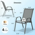 thumbnail image 5 of Dovov Patio Dining Chairs Set of 4, Metal Outdoor Patio Chairs Textilene Stacking Chairs High Back Armchairs, Gray, 5 of 12