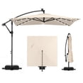 thumbnail image 1 of Costway 8 x 8 FT Solar LED Offset Cantilever Patio Umbrella, Square Hanging Outdoor Beige, 1 of 10