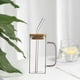 thumbnail image 5 of Taza De 400 Ml, Vaso De Bebida, Cuadrado Transparente Para El Desayuno, Té, Agua, Jugo Estilo C, 5 of 9