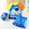 thumbnail image 2 of Curenmufel Baby Toddler Boys 3 Pieces Swimsuit Set Boys Swimwear Dinosaur Bathing Suit Rash Guards UPF 50+ 0-3 Years (Blue,6-7 Years), 2 of 6