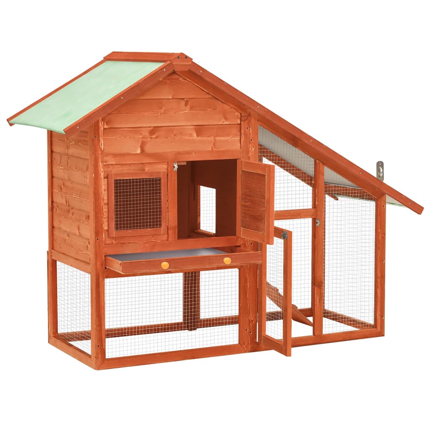 Pefilos 55" Outdoor Rabbit Hutch with Run, Large 2-Story Wooden Bunny Cage for Exercise, Comfort Bunny Condo, Two Doors and a Pull-out Tray Easy to Clean, Orange Pefilos 55" Outdoor Rabbit Hutch with Run, Large 2-Story Wooden Bunny Cage for Exercise, Comfort Bunny Condo, Two Doors and a Pull-out Tray Easy to Clean, Orange