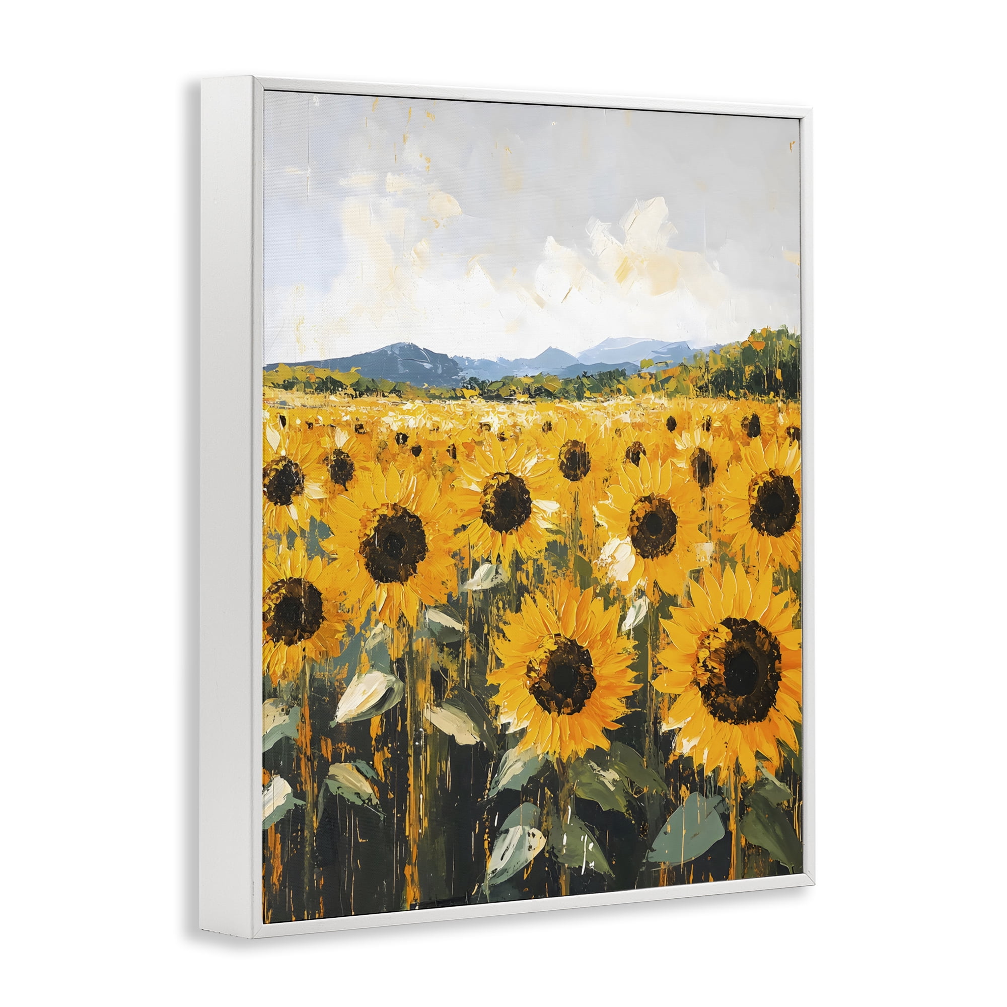 Stupell Industries Beautiful Sunflowers in Field White Framed Giclee Art, design by Creative Studio
