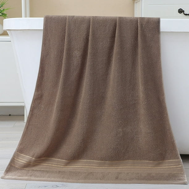 Toalla de Baño de Algodón Puro para Adultos | Algodón Súper Absorbente y Suave | Diseño de Lujo con Línea Dorada | Grande 70x140 cm | Rizo Doble Cara | Para Hogar, Hotel, Spa, Playa | Azul, Caqui