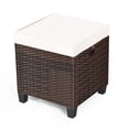 thumbnail image 6 of Patiojoy 2 Piece Outdoor Patio Rattan Ottoman Cushioned Wicker Stools, 6 of 7