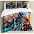 thumbnail image 1 of Netherlands Duvet Cover Set Queen Size, Typical Dutch Village Zaanstad in a Sunny Spring Day Picture House and a Bridge, Decorative 3 Piece Bedding Set with 2 Pillow Shams, Multicolor, by Ambesonne, 1 of 3