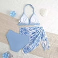 thumbnail image 4 of MUXiin Girls' 3 Piece Set Floral Print Bikini Swimsuit with Drawstring Beach Skirt Cute Ruched Bathing Suit for 11-12 Years, 4 of 8