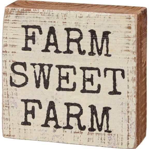 Primitives By Kathy 113971 Farm Sweet Farm Block Sign, 3-inch Square