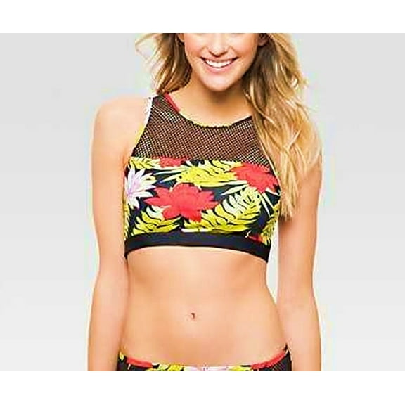 Sunn Lab Floral Mesh High Neck Bikini Top Swimwear Women's D/DD