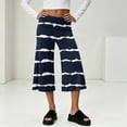 thumbnail image 2 of Women's Fold Over Capri Pants Y2K Low Rise Wide Leg Flowy Gaucho Pants Summer Striped Going Out Yoga Capris Navy S, 2 of 7