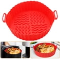 thumbnail image 2 of Manunclaims Baking Tray Wave Texture Binaural Handle Heat-resistant Oilproof Groove Design Round Silicone Tray for Kitchen, 2 of 8