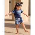 thumbnail image 6 of BemeyourBBs Toddler Baby Boy Girl Baby Summer Clothes Infant Baby Boy Girl 2 Piece Outfit Adorable Striped Short Sleeve T Shirt Tops with Shorts Set Homewear Loungwear, 6 of 9