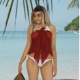 thumbnail image 3 of HAPPY BAY Women's Sarong Coverups Swimsuit Swim Cover up Short Women's Beachwear Summer Pool Beach Wraps Skirt Swimwear Bikini Cover-ups One Size Plain, Maroon, 3 of 5