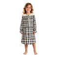 thumbnail image 3 of JIAYUE Girls Christmas Nightgown Long Sleeve Crew Neck Ruffle Cuff Plaid Xmas Light Print Pajamas Dress For Casual Wear, 3 of 5