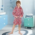 thumbnail image 5 of FORMRS Niños Bathrobe Unisex Hooded Robe Soft Plush Pajamas Sleepwear, Size 2-3T, Sweet Strawberry, 5 of 7