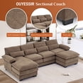 thumbnail image 3 of Wiilayok Modular Sectional Sofa Set Cloud Couch,113" Comfy Chenille U Shaped Sofa for Living Room,Convertible Upholstered Couches with Chaise Lounge and Ottoman,Light Brown, 3 of 9