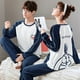thumbnail image 3 of Conjunto de pijamas de dibujos animados para hombre y Mujer, ropa de dormir de algodón para parejas, Tops largos para dormir, pantalones, otoño y primavera, 3 of 4