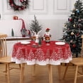 thumbnail image 1 of ROYGROW 60 Inch Round Christmas Snowflake Tablecloth with Tree Decorations Washable Table Cover for Festive Party Picnic Dinner Decor, 1 of 5