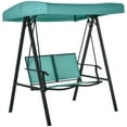 thumbnail image 2 of Outsunny 2-Person Patio Swings with Canopy, Outdoor Canopy Swing with Adjustable Shade, Breathable Mesh Seats and Steel Frame for Garden, Poolside, Backyard, Blue, 2 of 9