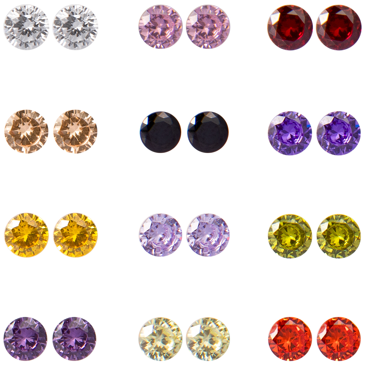 Justjandm 12-Pair Hypoallergenic Cubic Zirconia Stud Earring Set photo 4