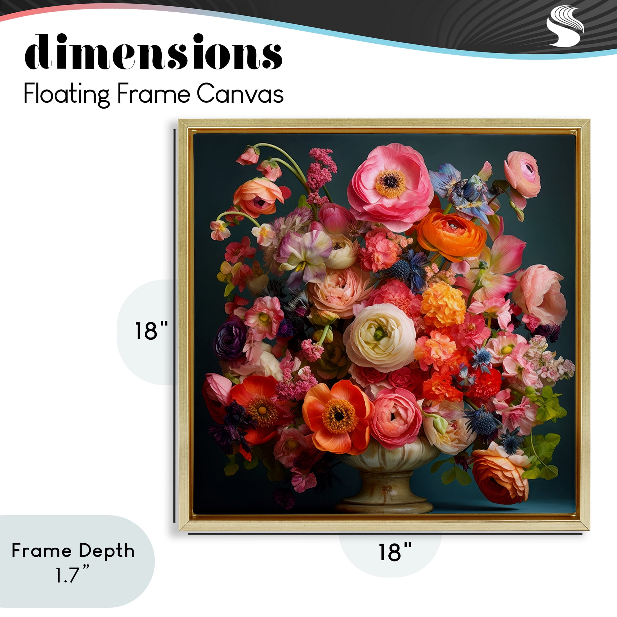 Stupell Industries Harmonious Mixed Peonies Gold Framed Floater Canvas Wall Art, design by Lazar Studio