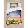 thumbnail image 3 of Cactus Duvet Cover Set King Size, Cactus Balls with Spikes on a Montain Desert Sand Hot Dry Mexican Landscape Photo, Decorative 3 Piece Bedding Set with 2 Pillow Shams, Multicolor, by Ambesonne, 3 of 3