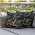 thumbnail image 3 of Pack of 2 Black Flowers Outdoor Pillow Covers Decorative, Waterproof Pillow Protector, Spring Floral Elegant Pastoral Vintage Throw Pillowcases Accent Cushion Cases for Patio Couch Sofa 26"x26", 3 of 8