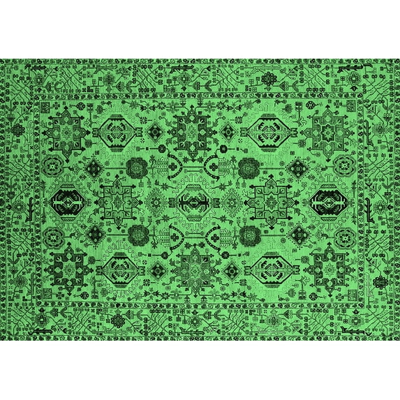 Ahgly Company Indoor Rectangle Oriental Emerald Green Traditional Area Rugs, 8' x 12'