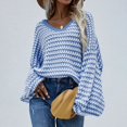 thumbnail image 4 of Vedolay Womens 2023 Sweaters Women's Fall Sweaters Round Neck Striped Cute Winter Pullover Sweaters,Blue M, 4 of 5