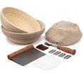 thumbnail image 1 of Set para hornear pan de masa madre KooK con 2 banneton de ratán de 23 cm, 1 of 7
