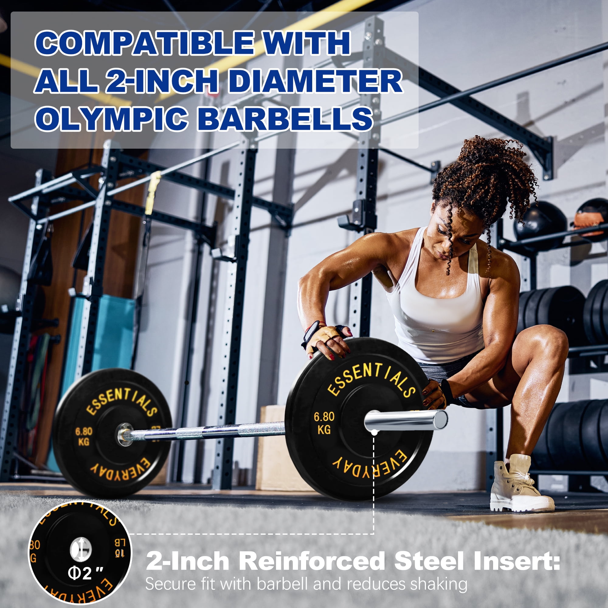 BalanceFrom Olympic Bumper Plate Weight Plate, 15 lbs Pair Black