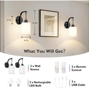 Nordic Hygge Wireless Rechargeable Wall Sconce, Black, 2 Pack