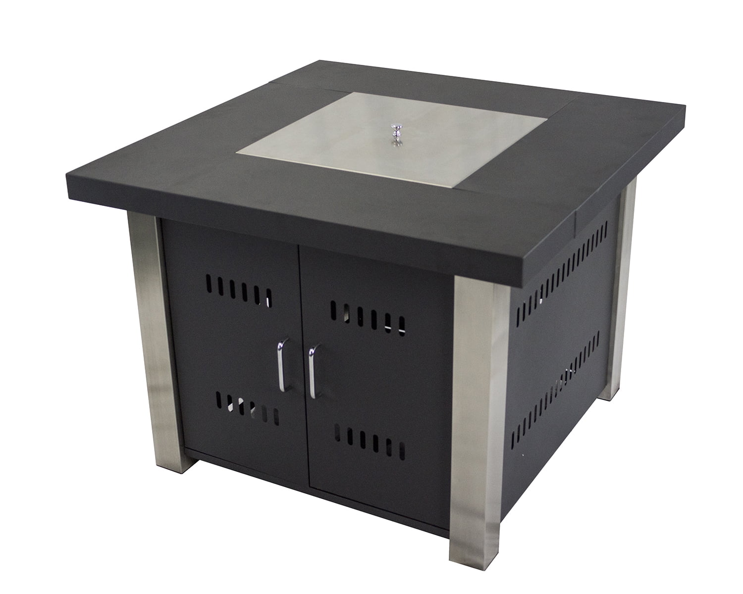 Montreal 38-in Matte Black and Stainless Steel Gas Fire Pit Table Images Montreal 38-in Matte Black and Stainless Steel Gas Fire Pit Table