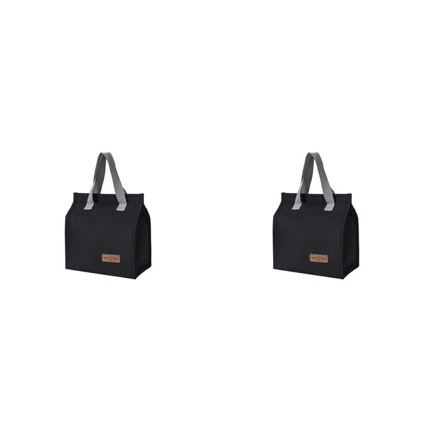 Advancent Bolsa de almuerzo de tela Oxford con aislamiento de papel de aluminio, enfriador de alimentos, contenedor de almacenamiento para Negro 2piezas