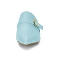 thumbnail image 6 of BLISSFUL STEP Women's Shoes Buckle Strap Pointed Toe Chunky Heel PU Vamp Mule Shoes Sky Blue 9, 6 of 7