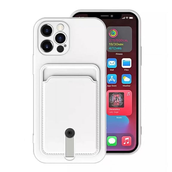 Silicone Card Holder Protection Case Compatible With iPhone 15 Pro in White