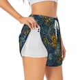 thumbnail image 2 of Bixox Women's Vintage Compass pattern 2 in 1 Running Shorts - Lightweight Athletic Workout Gym Yoga Shorts Liner with Pockets - X-Large, 2 of 5