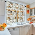 thumbnail image 3 of White Pumpkins Kitchen Curtains Fall Window Curtains Valance and Tier Set 36 Inch, Autumn Orange Floral Rod Pocket Short Tier Curtain for Room, Watercolor Small Cafe Kitchen Decor, 3 of 6