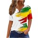 thumbnail image 1 of Blusas de Verano de las Mujeres Casual Gradiente Manga Corta V-Cuello Superior, Ligera Imitación de Tela de Estante para la Primavera Y el Verano Diario Y de Fiesta, 1 of 8