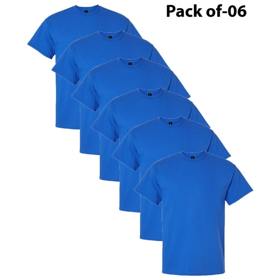 Gildan - Ultra Cotton Men’s Short Sleeve T-Shirt | 6 oz. 100% Cotton Comfortable Tee, Classic Fit Crew Neck T-Shirts, Pack Of - 6 Tees, Color Royal | Size - M